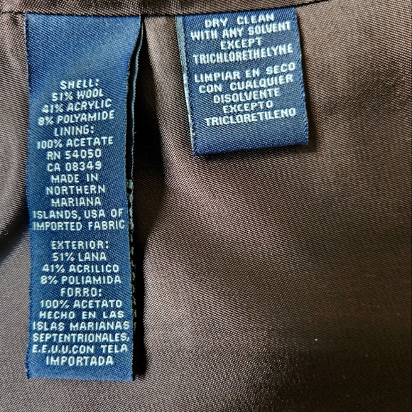 Jones New York brown and cream jacket blazer wool blend 1-button snap closure 12 - Picture 12 of 15